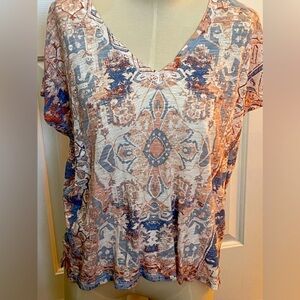 Lucky Brand Boho Print V-Neck Top